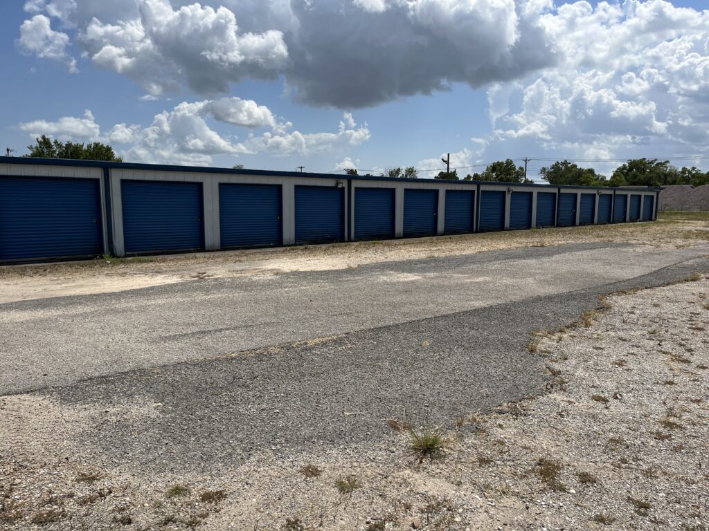 Wide driveways between self storage units